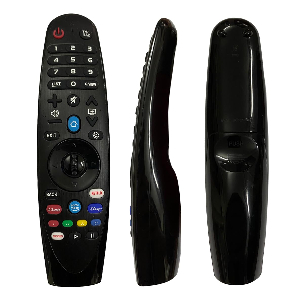 GHUST remote buttons close-up for precise LG TV control.