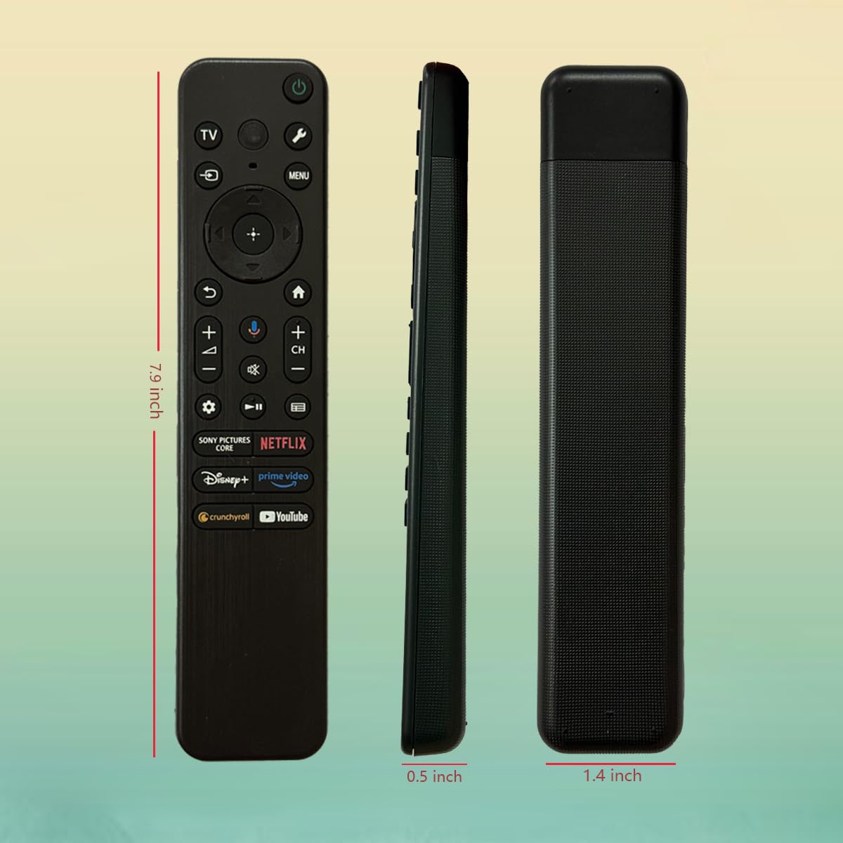 GHUST RMF-TX920U remote buttons close-up highlighting responsive shortcuts.