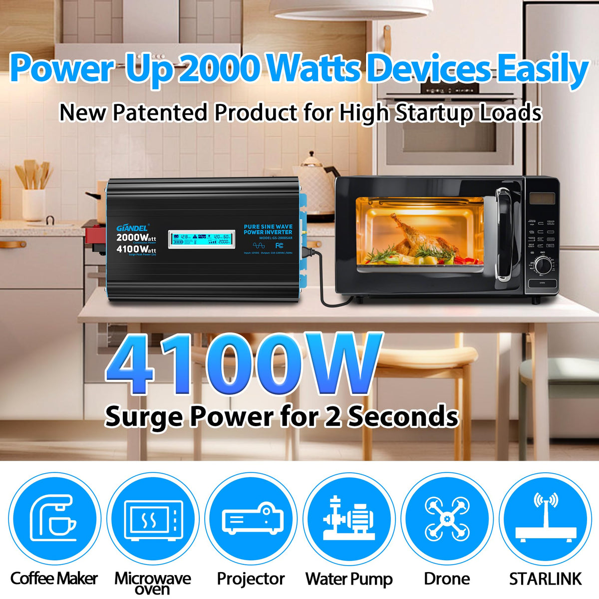 Durable aluminum housing of Giandel inverter for better heat dissipation.