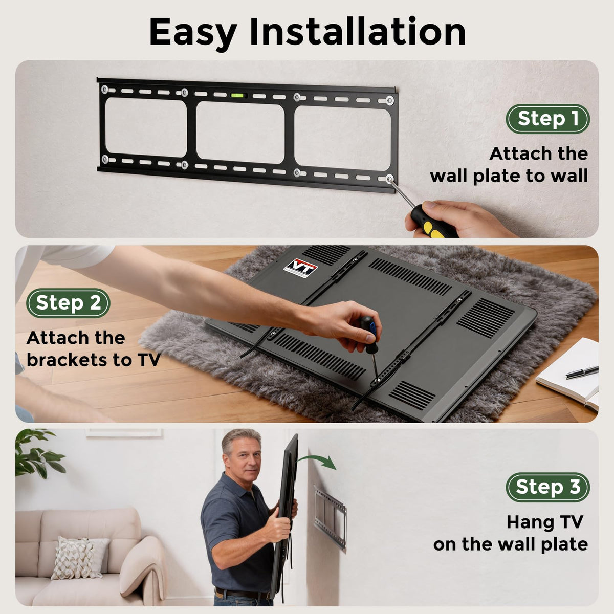 Gibbon Mounts fixed TV wall mount enables easy installation