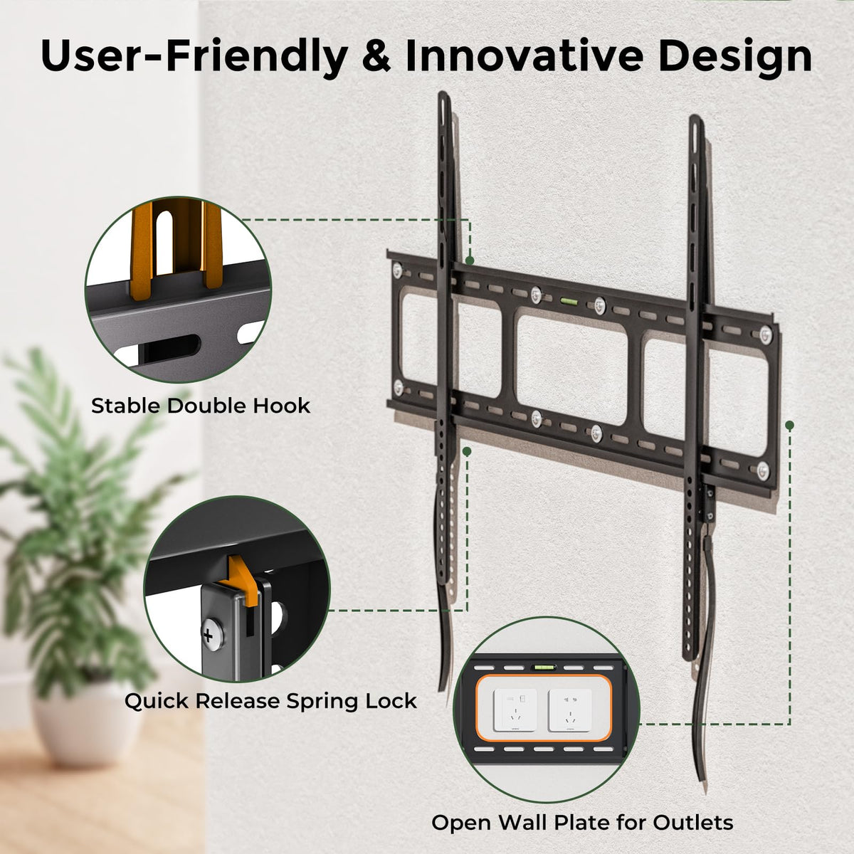 Gibbon Mounts fixed TV wall mount made of heavy-duty steel for durability