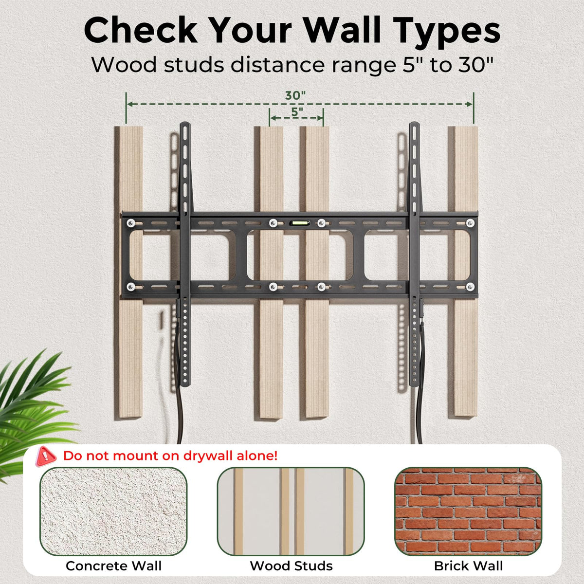 Gibbon Mounts fixed TV wall mount supports quick-release and lock options