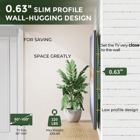 Gibbon Mounts fixed TV wall mount compatible with varied stud spacing