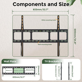 Gibbon Mounts fixed TV wall mount with wide wall plate for flexible stud spacing
