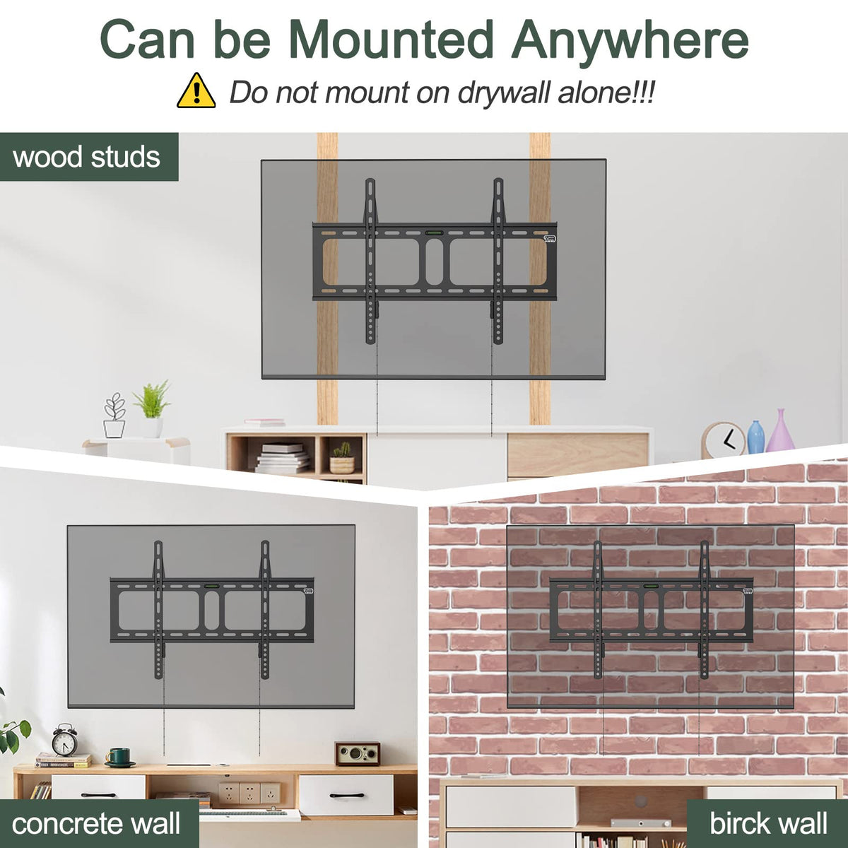 Gibbon Mounts mounted TV above fireplace demonstrating clean, space-saving style