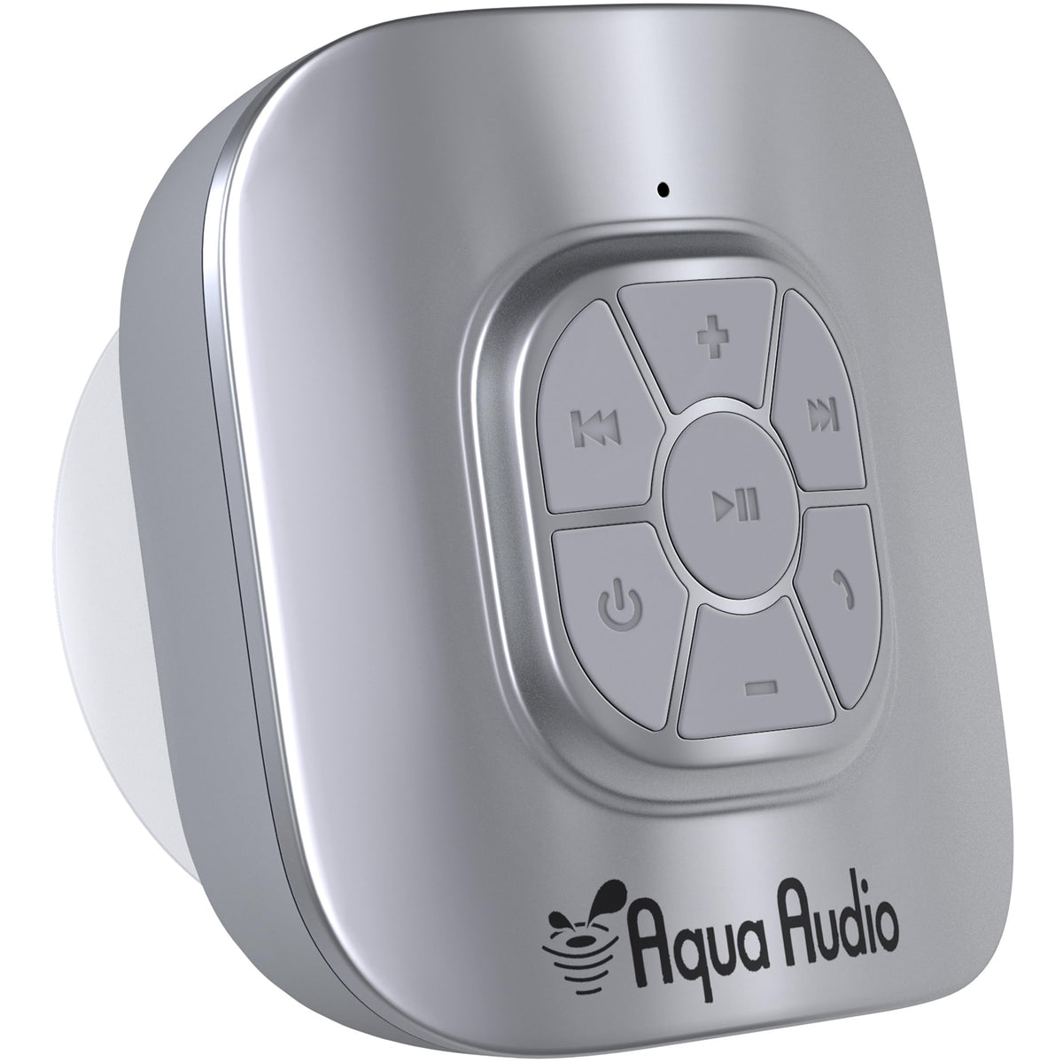 Gideon shower speaker with suction cup for secure shower placement and hands-free use.