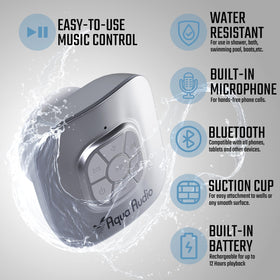 Gideon shower speaker waterproof body shown, ideal for streaming in moisture-rich environments.
