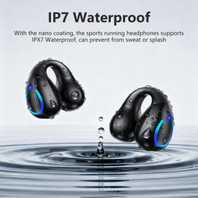 gidosha earbud exposed to water droplets demonstrating IPX7 sweat resistance