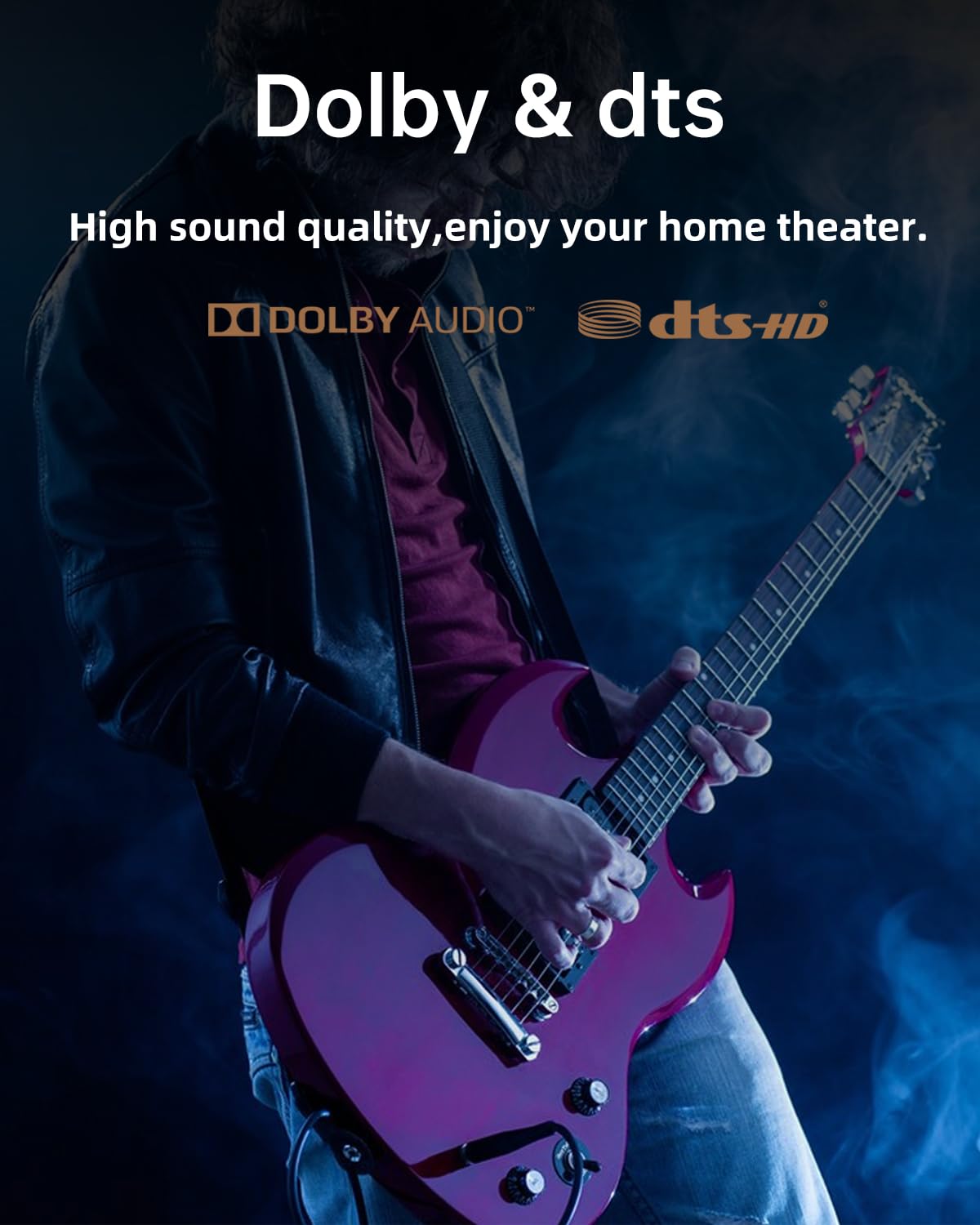 GIEC Blu Ray Player with Dolby Audio and DTS-HD decoding for rich sound.