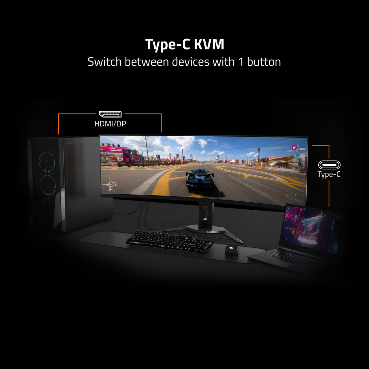 GIGABYTE GS27QA SA desk setup highlighting immersive monitor in use