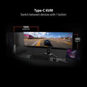 GIGABYTE GS27QA SA desk setup highlighting immersive monitor in use