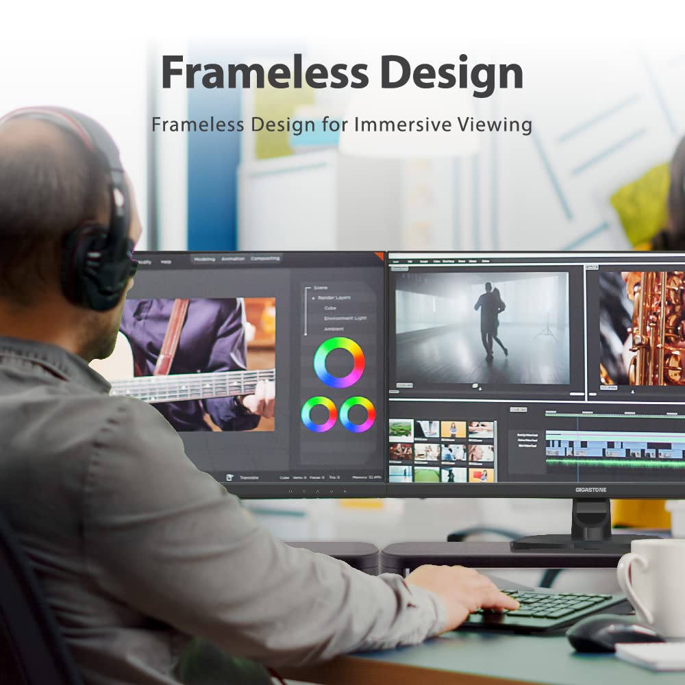 Gigastone 27-inch IPS monitor built-in speakers for convenient audio