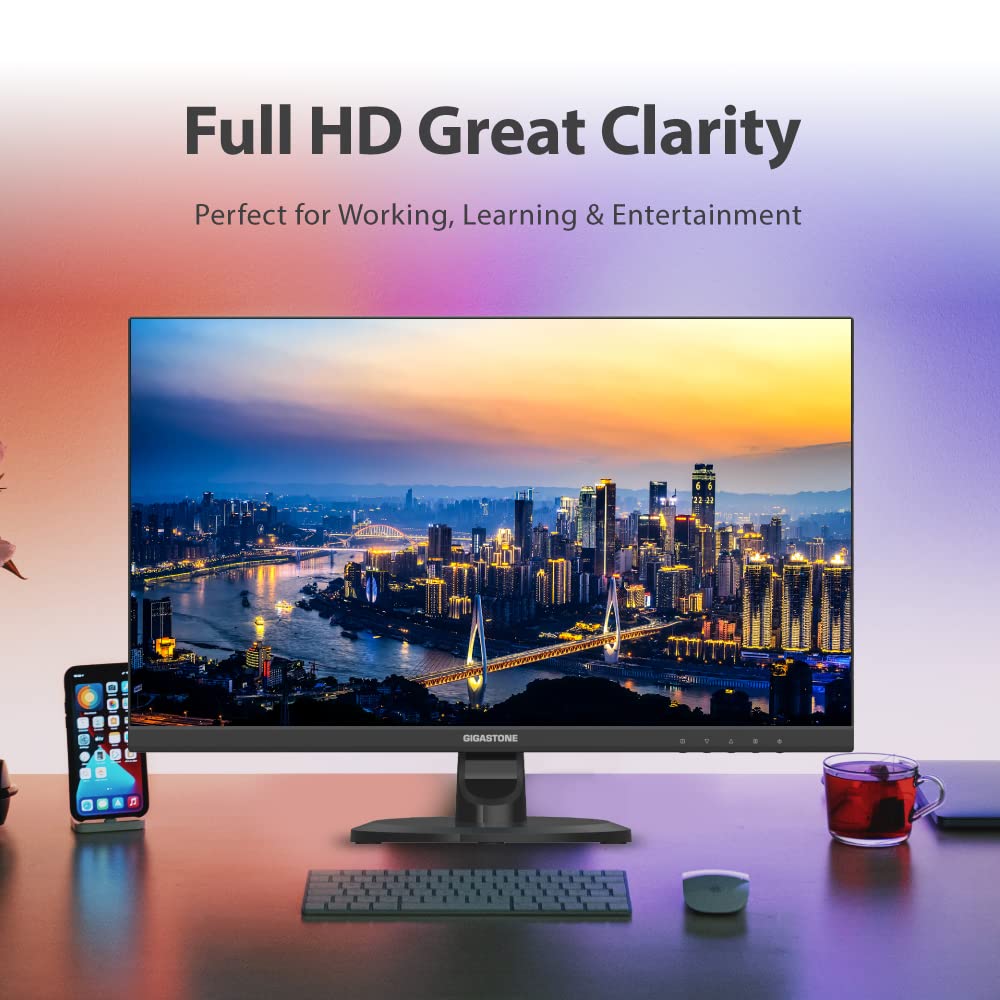 Gigastone 27-inch IPS monitor frameless design for sleek multi-monitor setups