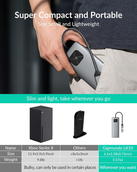 GiGimundo LK10 compact design fits under desks and travel kits