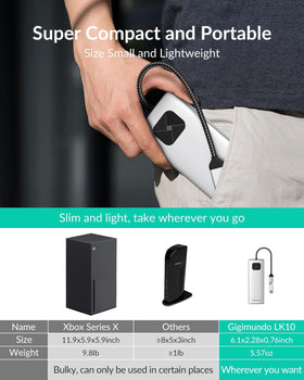 GiGimundo LK10 compatibility with MacBook, Dell, and Lenovo devices.
