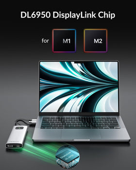 GiGimundo LK10 ports for HDMI and DP deliver clear 4K output.