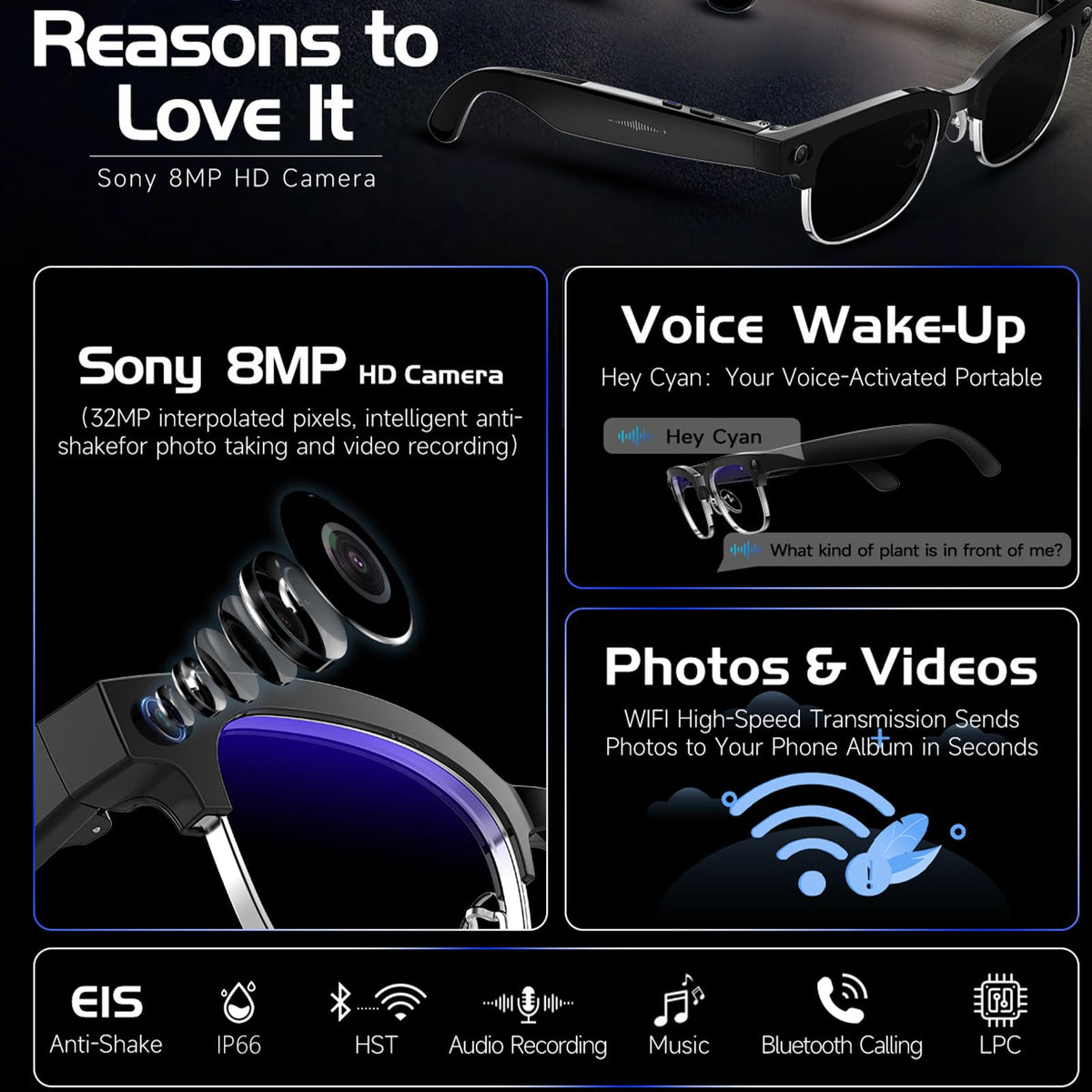 Giinova 800W AI glasses translate 164 languages in real time during conversations.