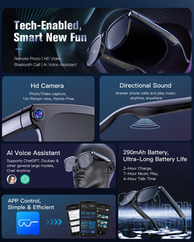 Giinova 800W glasses offer up to 7 hours of music on magnetic charging