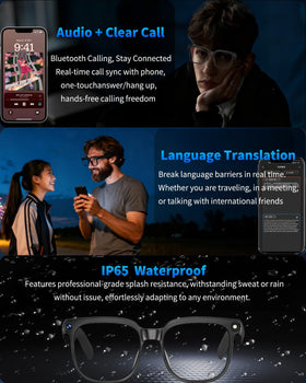 Giinova glasses support 1-hour HD video recording with adjustable clip lengths