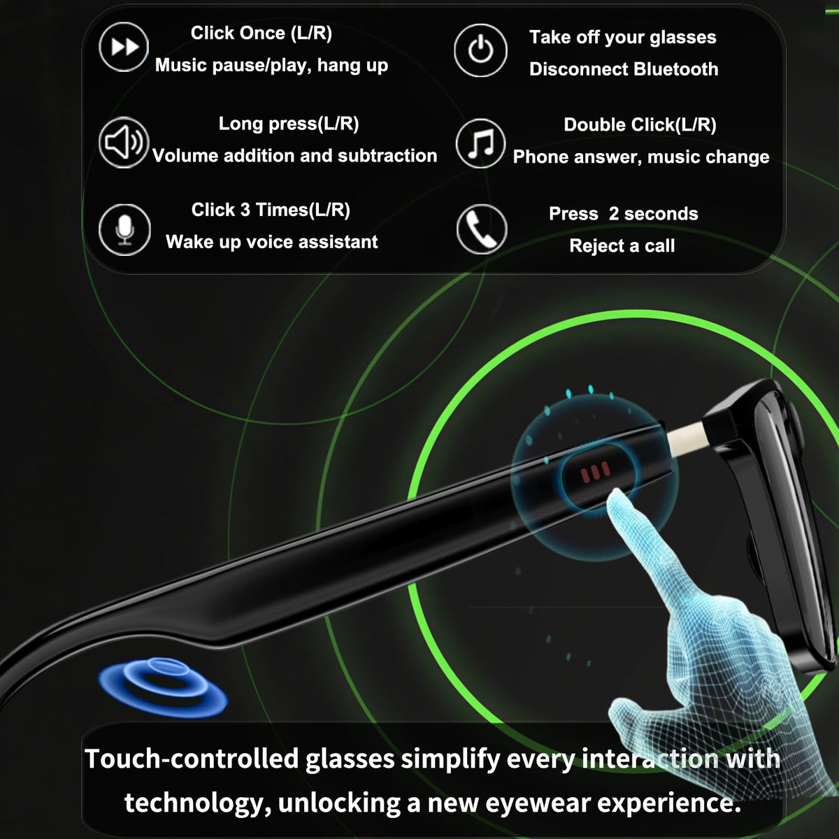 Giinova AI Smart Glasses long battery life for all-day use.