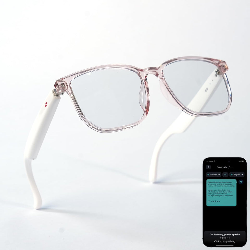 Giinova Ai Smart Glasses provide 160-language translation for travelers on the go.