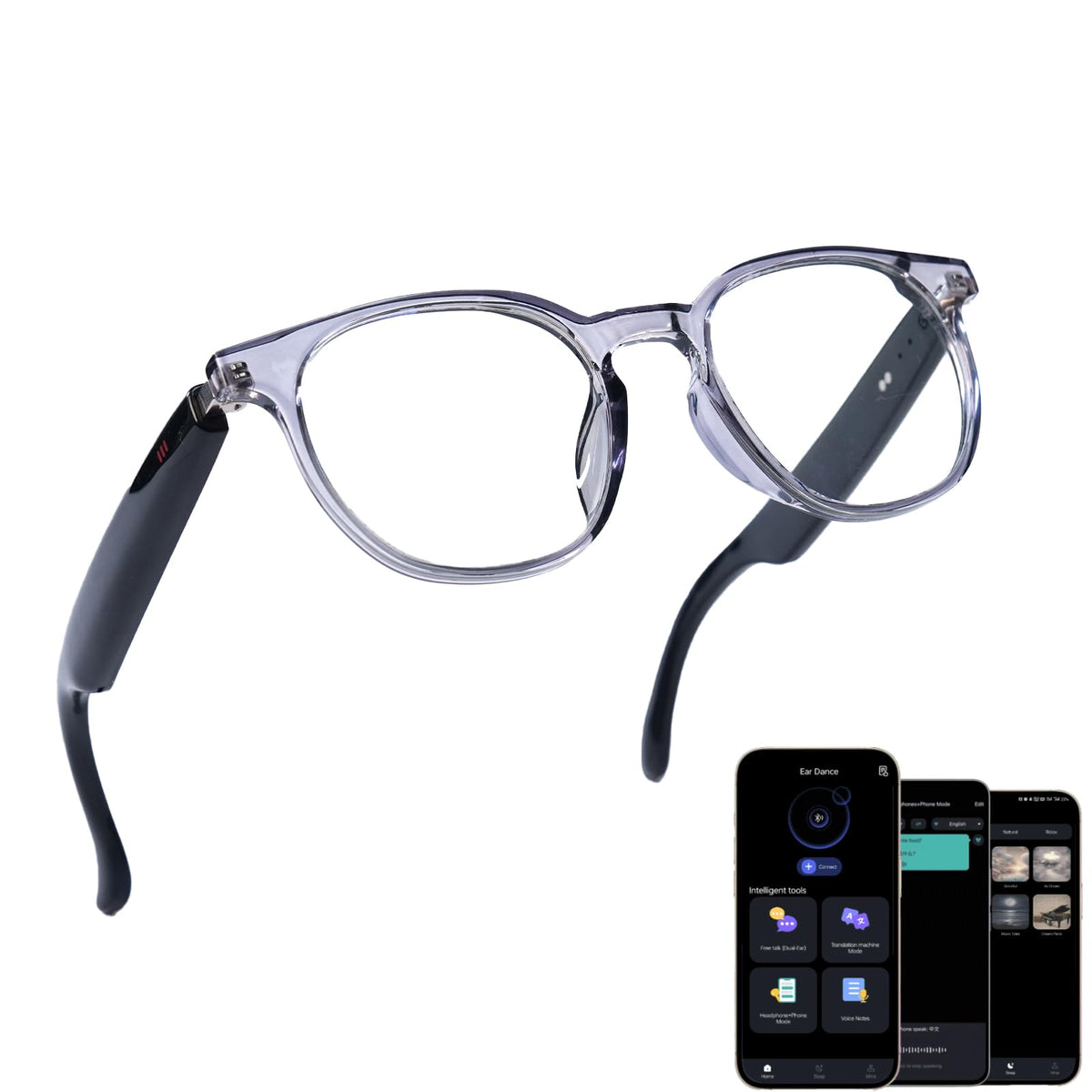 Giinova AI Smart Glasses translation mode for real-time conversations.