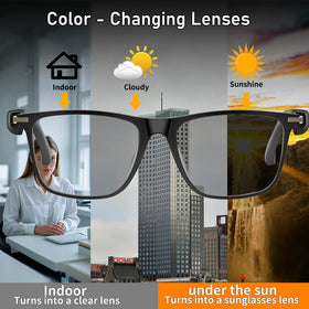 Giinova AI Translation Glasses meeting scene with real-time translation