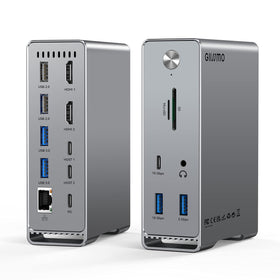 GIISSMO docking station front view showing ports and professional desk benefit
