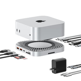 GIISSMO Mac mini M4 dock front view for a clean, centralized workstation.