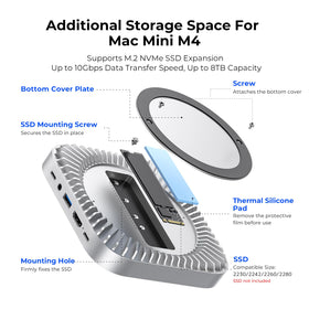 GIISSMO M.2 SSD enclosure open with drive installed for fast on-desk storage