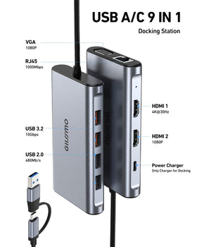 GIISSMO docking station with two HDMI and VGA ports enables flexible displays