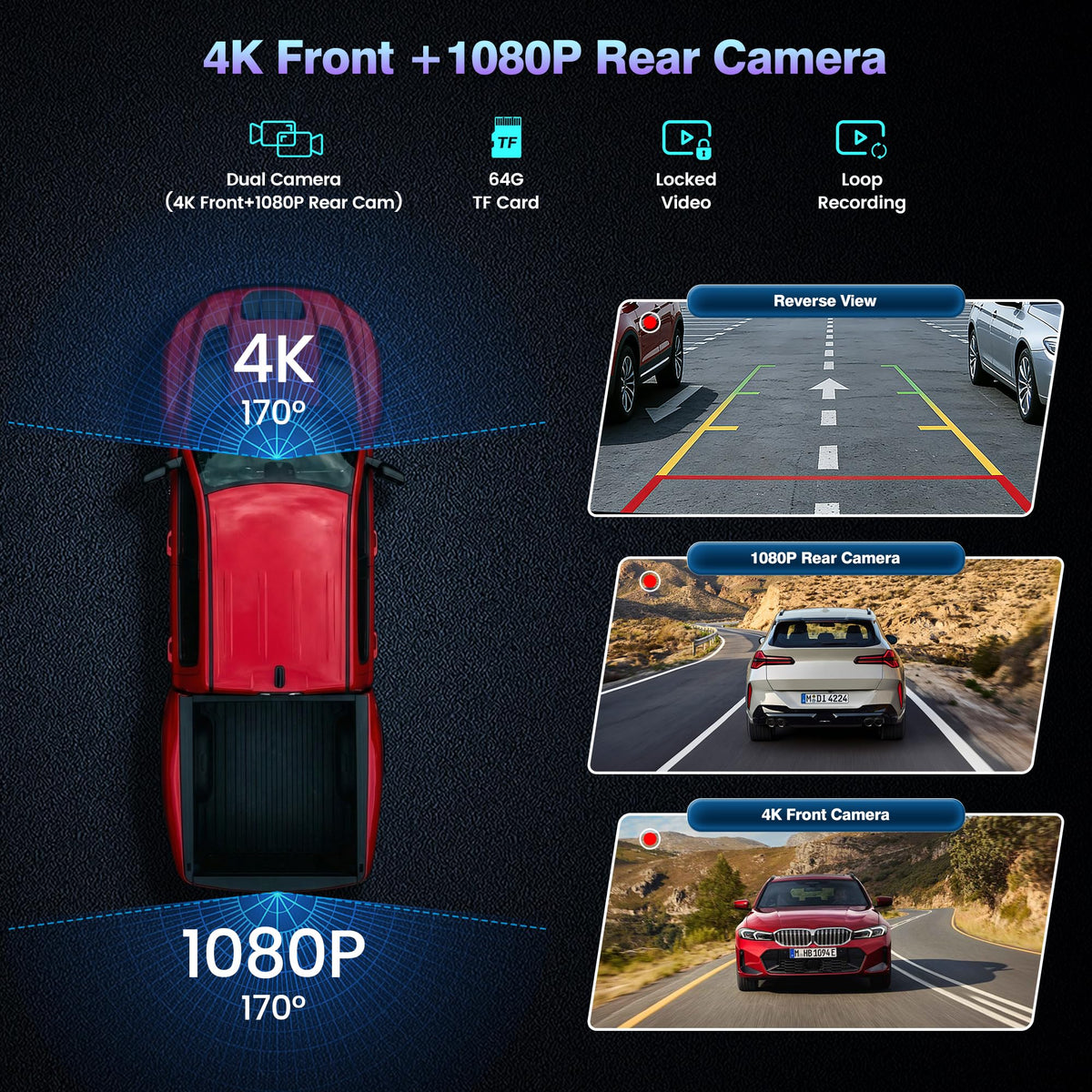 Gikktdr 1080p rear backup camera with night vision for confident parking.
