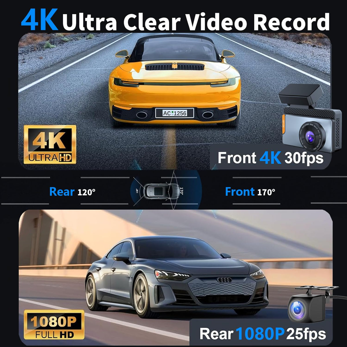 GILIKVHOM rear 1080p dash cam records clear rear views for safety.