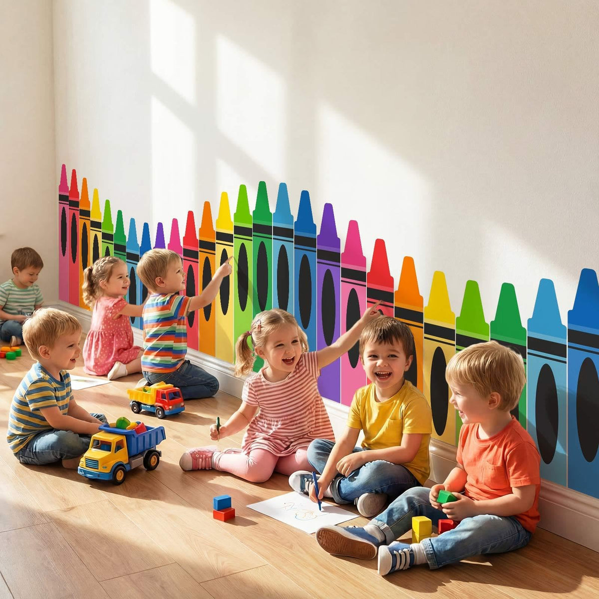 Gilprop cuttable crayon backdrop can be shaped to fit any wall space.