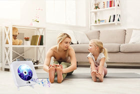 Gimigo next to CD case showing compact size for small spaces