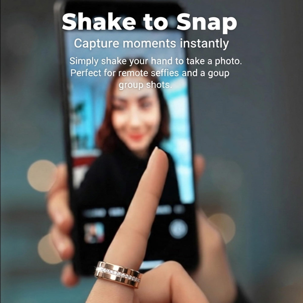 GINIXPIONE Diamond Smart Ring IP68 waterproof design for workouts