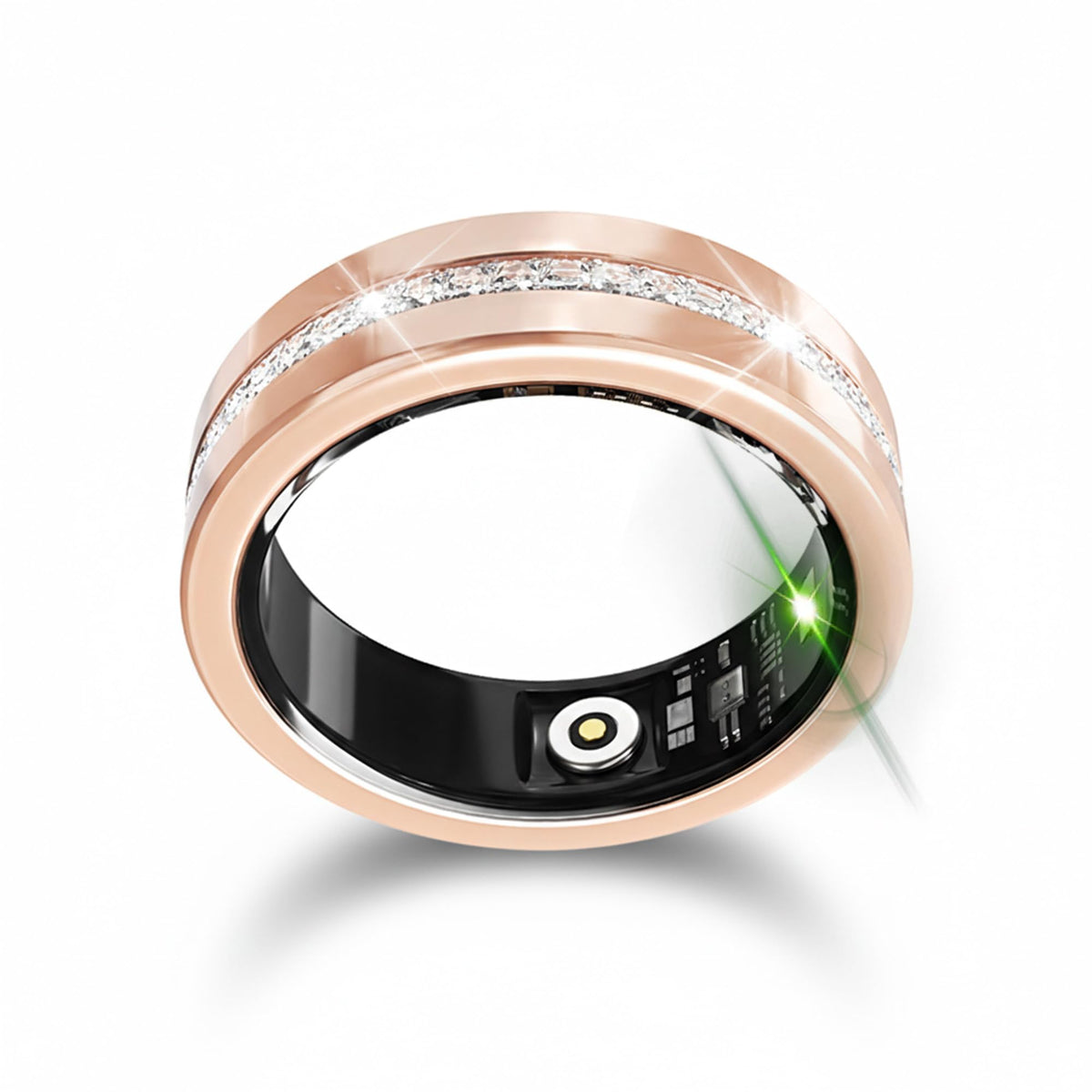 GINIXPIONE Diamond Smart Ring on hand highlighting wellness tracking
