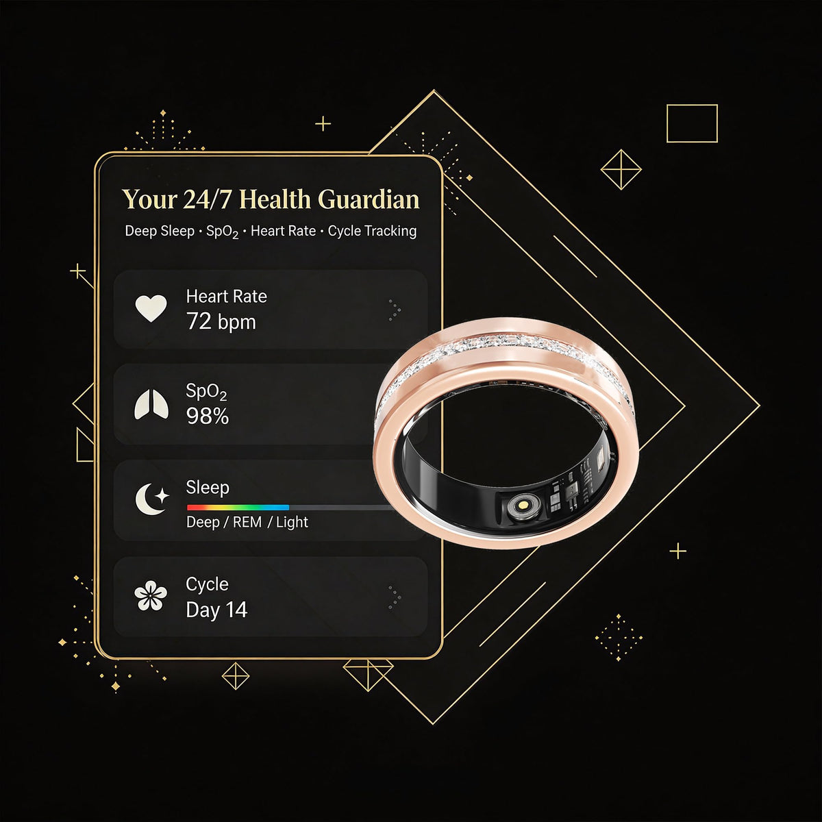 GINIXPIONE Diamond Smart Ring remote camera control enabling hands-free photos