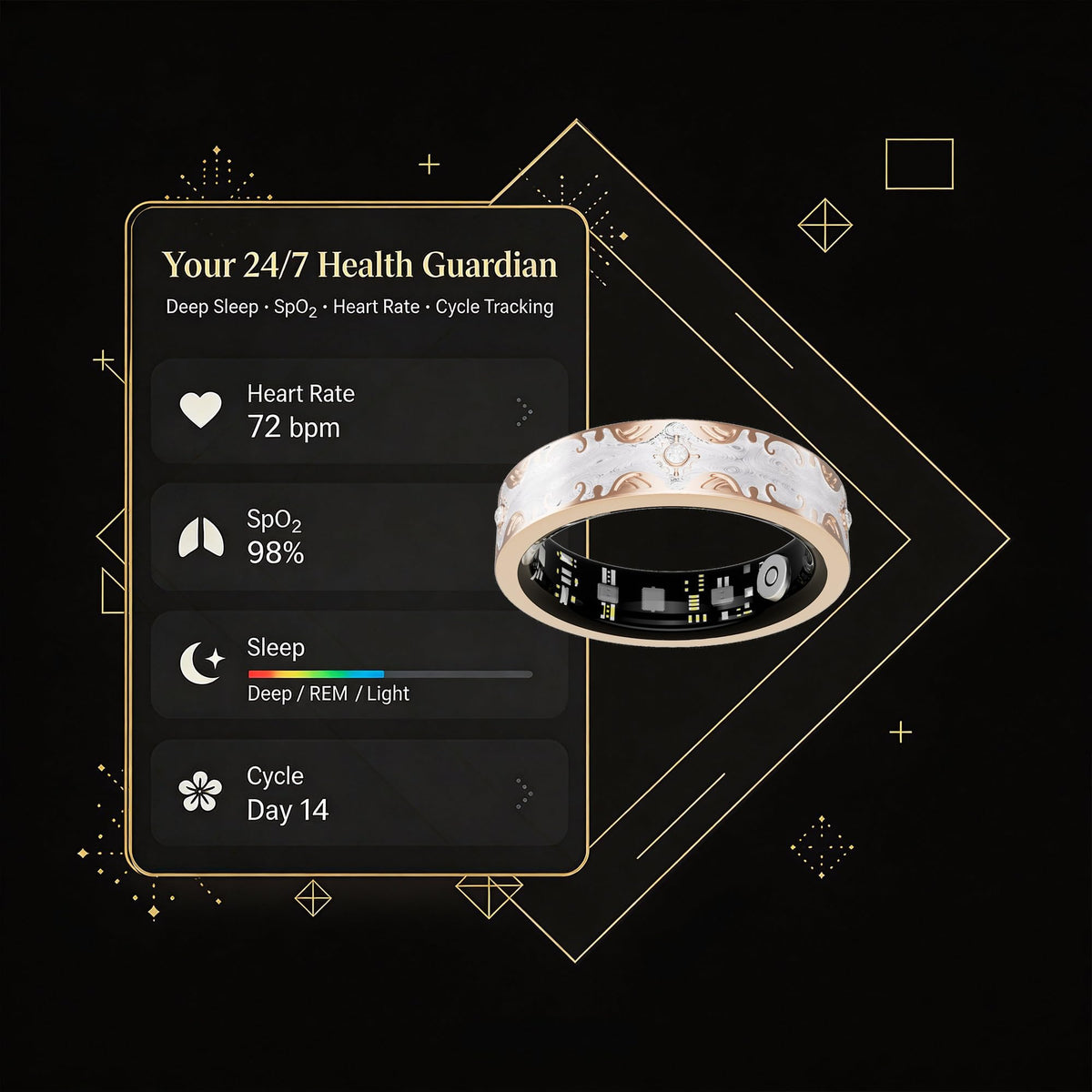 GINIXPIONE smart ring IP68 waterproof design for rain and sweat
