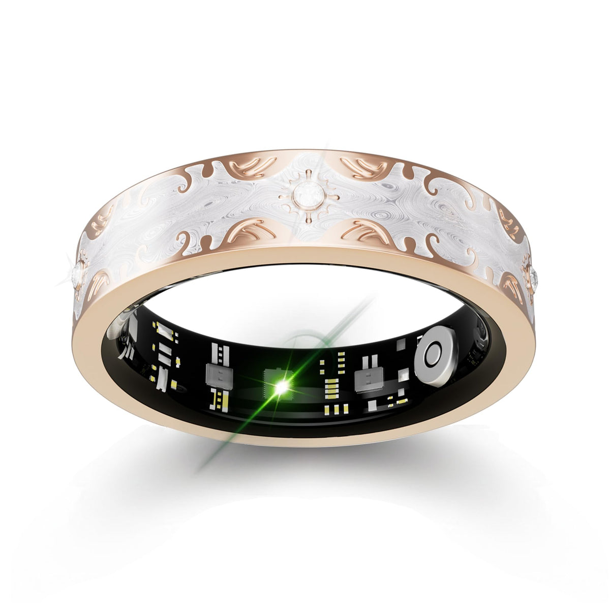 GINIXPIONE smart ring on finger displaying health and vital signs