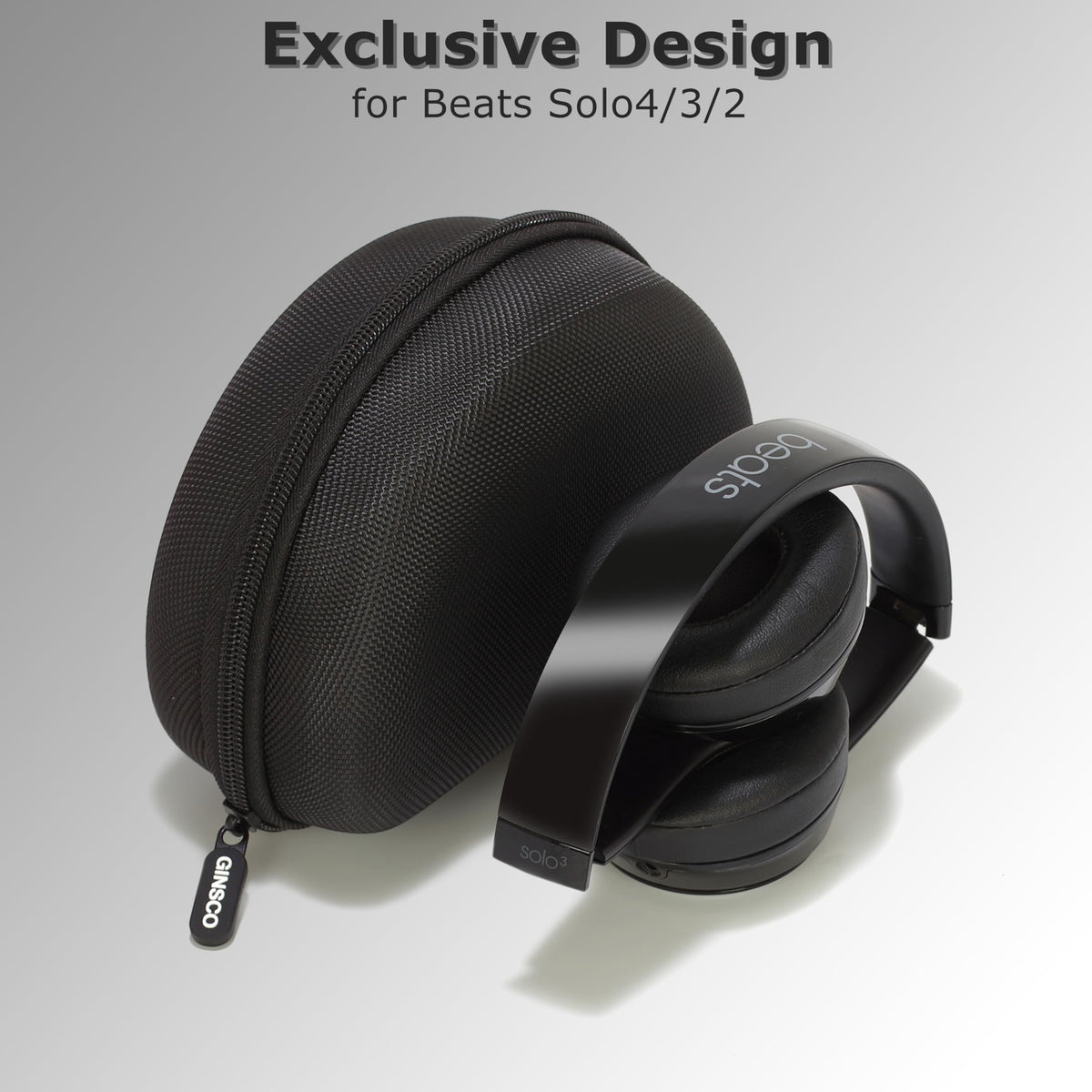 Ginsco Beats Solo 4/3/2 case with detachable strap for easy carrying.
