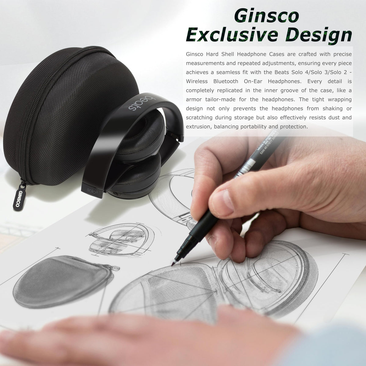 Ginsco Beats Solo 4/3/2 rugged outer shell guards against shocks.