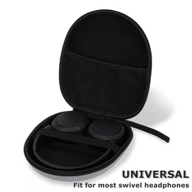 Ginsco gray headphone case bottom view illustrating fit and design.