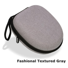Ginsco headphone case gray zipper detail for easy access.