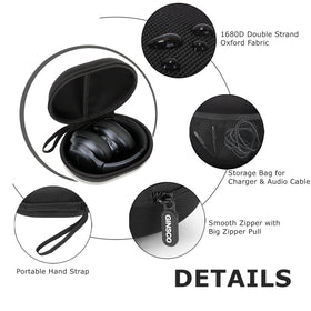 Ginsco interior-contours cradle headphones to prevent scratches and movement.