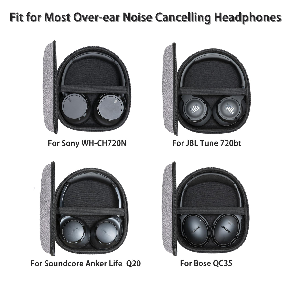 Ginsco headphone case interior mesh pocket keeps cables organized and accessible