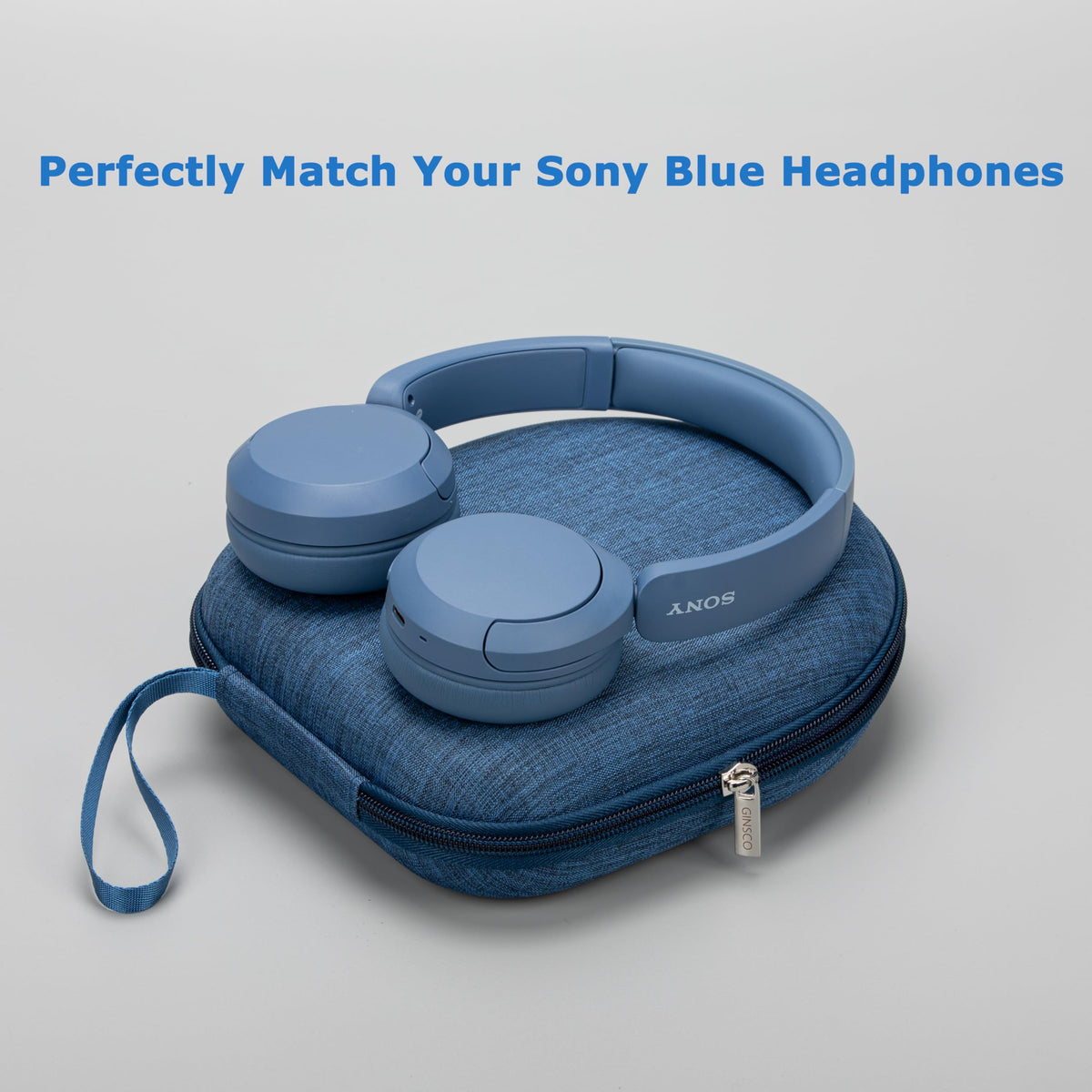Ginsco universal headphone case elastic strap secures headphones inside.