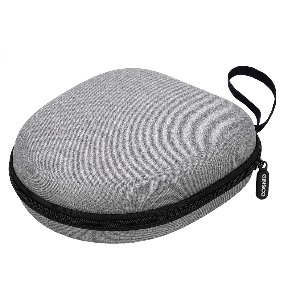 Ginsco universal headphone case gray front view showing texture and protection.