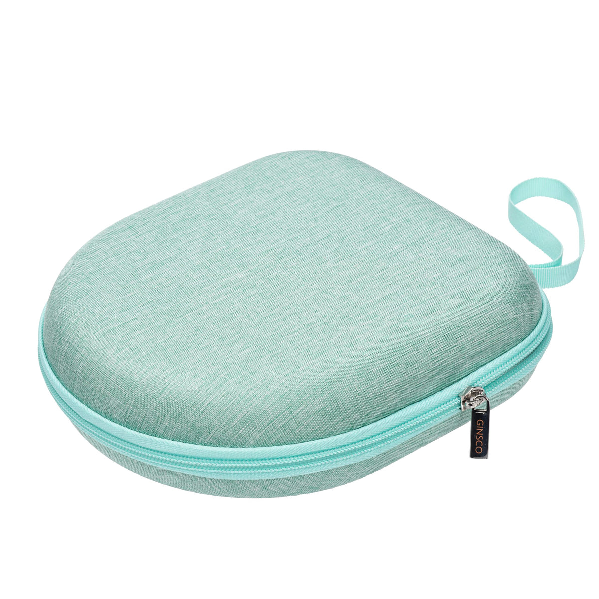 Ginsco universal headphone case in light green protecting JBL and Sony headphones on the go