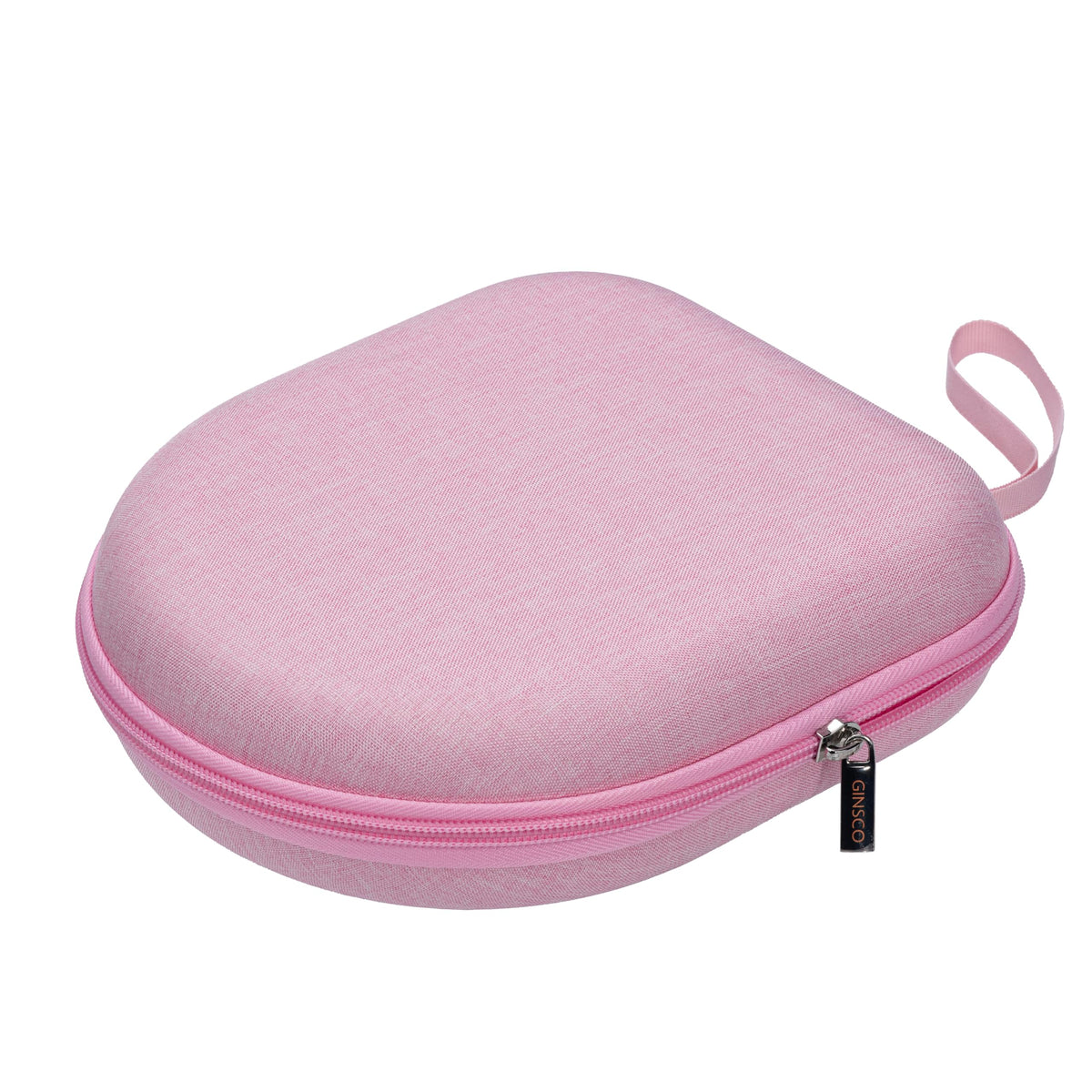 Ginsco universal headphone case pink protects headphones on the go.